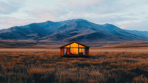 house sitting in an empty field
