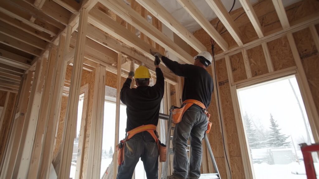 Two Construction Workers Installing an ADU